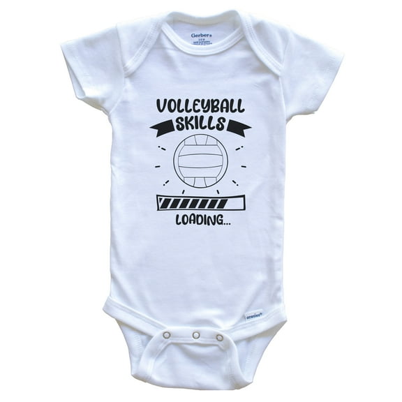 Volleyball Skills Loading Funny Volleyball Baby Bodysuit, 0-3 months white