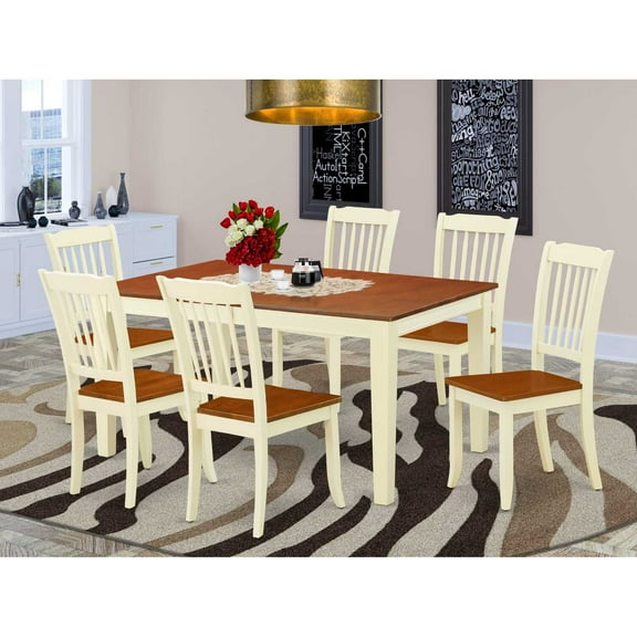 East West Furniture Dining Room Set Buttermilk & Cherry, NIDA7-BMK-W