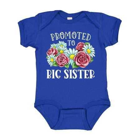 

Inktastic Promoted to Big Sister with Flowers Gift Baby Girl Bodysuit