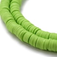thumbnail image 3 of 10strands Flat Round Handmade Polymer Clay Beads Disc Heishi Beads for Hawaiian Earring Bracelet Necklace Jewelry Making Lawn Green 6x1mm Hole: 2mm about 353~378pcs/strand 17.7 inch Green, 3 of 3