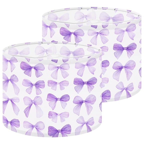 Lampshades 2 Pack Purple Bow White 13"x13"x10" Light Shade for Table Lamps Floor Lamp Shades Lampshade Replacement Easy Assembly