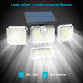 thumbnail image 3 of 500W Solar Lights Outdoor IP65 Waterproof with Motion Sensor 3 Modes Security for Garden Patio Solar Wall Light Integrated-333 SMD 24 Months Warranty, 3 of 5