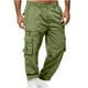 thumbnail image 2 of Pantalones cargo para hombre, estilo casual, lisos, con múltiples bolsillos y botones, para exteriores, rectos, para fitness, 2 of 5