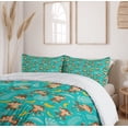 thumbnail image 5 of Ambesonne Cartoon Duvet Cover Sets, Monkey and Banana, 2-Queen, Turquoise and Chocolate, 5 of 6