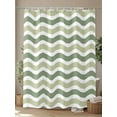 thumbnail image 4 of Fsddascl Sage Green Shower Curtain Set - Standard 72" x 72" Washable Bathtub Curtain with 12 Hooks, Abstract Geometric Ocean Wave Stripe Waterproof Fabric Stall Shower Curtains for Bathroom/Bathtub, 4 of 6