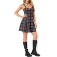 thumbnail image 4 of Vestido sin mangas de mujer con tirantes de cuadros y cremallera frontal XL rojo azul real, 4 of 6