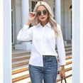 thumbnail image 3 of Women's Button Down Shirts Long Sleeve Dress Shirts Wrinkle Free Collared Work Office Tops White XL, 3 of 7