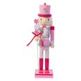 thumbnail image 4 of Cascanueces de madera de 14 pulgadas, adornos navideños, soldado con purpurina rosa, 4 of 5