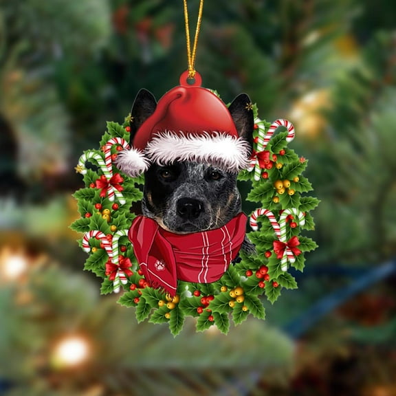 Acrylic 2D FLAT BLUE Heeler-Xmas Bandana Hanging Ornament