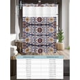 thumbnail image 6 of No Hook Cloth Fabric Shower Curtain with Snap in Liner, Boho Blue Yellow Waterproof Shower Curtains Set with See Through Top Window, Retro Bohemian Flower Leaf Tribal Bath Curtains Shower 54"x78", 6 of 6
