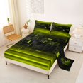 thumbnail image 2 of jejeloiu Abstract Geometric Plaid Bed Sheets For Boys,Yellow Neon Stripes King Sheets For Kids,4 Pieces, 2 of 6