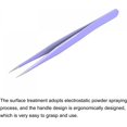 thumbnail image 3 of uxcell Non-Magnetic Straight Tip Tweezer Anti-Static Stainless Steel Precision Tweezer for Eyelash Extensions Volume Purple 4Pcs, 3 of 5