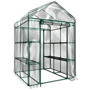 Home-Complete Walk-in Greenhouse for Planters - Indoor Outdoor with 8 Shelves, Green