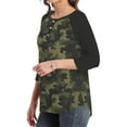 thumbnail image 3 of SAATLERI Womens Button Down Shirt Dressy 3/4 Length Sleeve Tops Summer Henley Neck Tshirts Camo Printing Loose Casual Blouses, 3 of 4