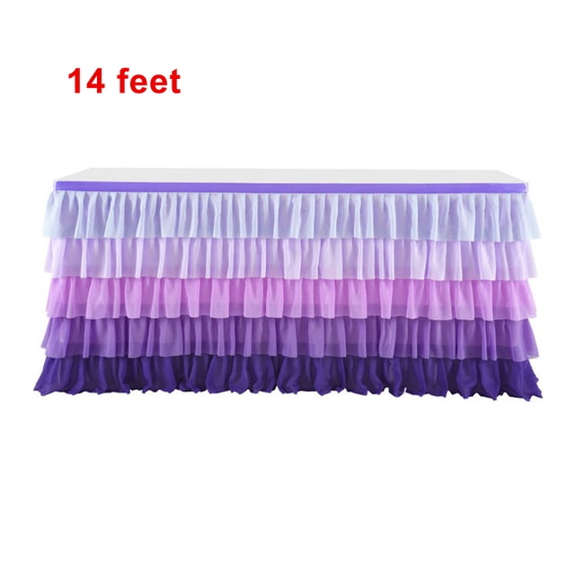 Advancent de de tul de 5 capas, tutú de Navidad de Acción de Gracias, vajilla para Baby Shower, decoraciones de cumpleaños, banquete, boda, Decoración del hogar Púrpura degradado 14 pies Advancent HA006958-21B