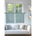 thumbnail image 4 of Blue Linen Sheer Curtains 45 Inch Long 2 Panels, Farmhouse Pure Color Country Vintage Light Filtering Rod Pocket Semi Sheer Curtains, Sheer Voile Drapes for Living Room Bedroom, 52"x45", 4 of 5