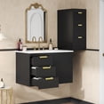thumbnail image 4 of Euroco 30" Wall Mounted Bathroom Cabinet with Side Cabinet Combo, Bathroom Cabinet with Soft-Closing Door and Drawers, Modern Bathroom Vanity with Sink, 4 of 9