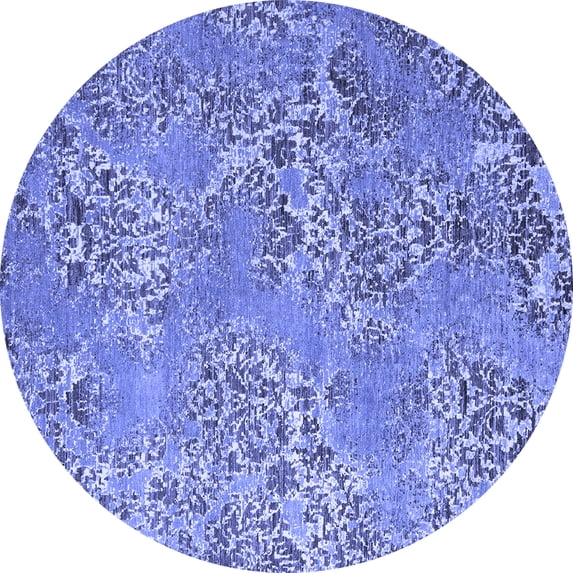 Ahgly Company Indoor Round Abstract Blue Modern Area Rugs, 3' Round