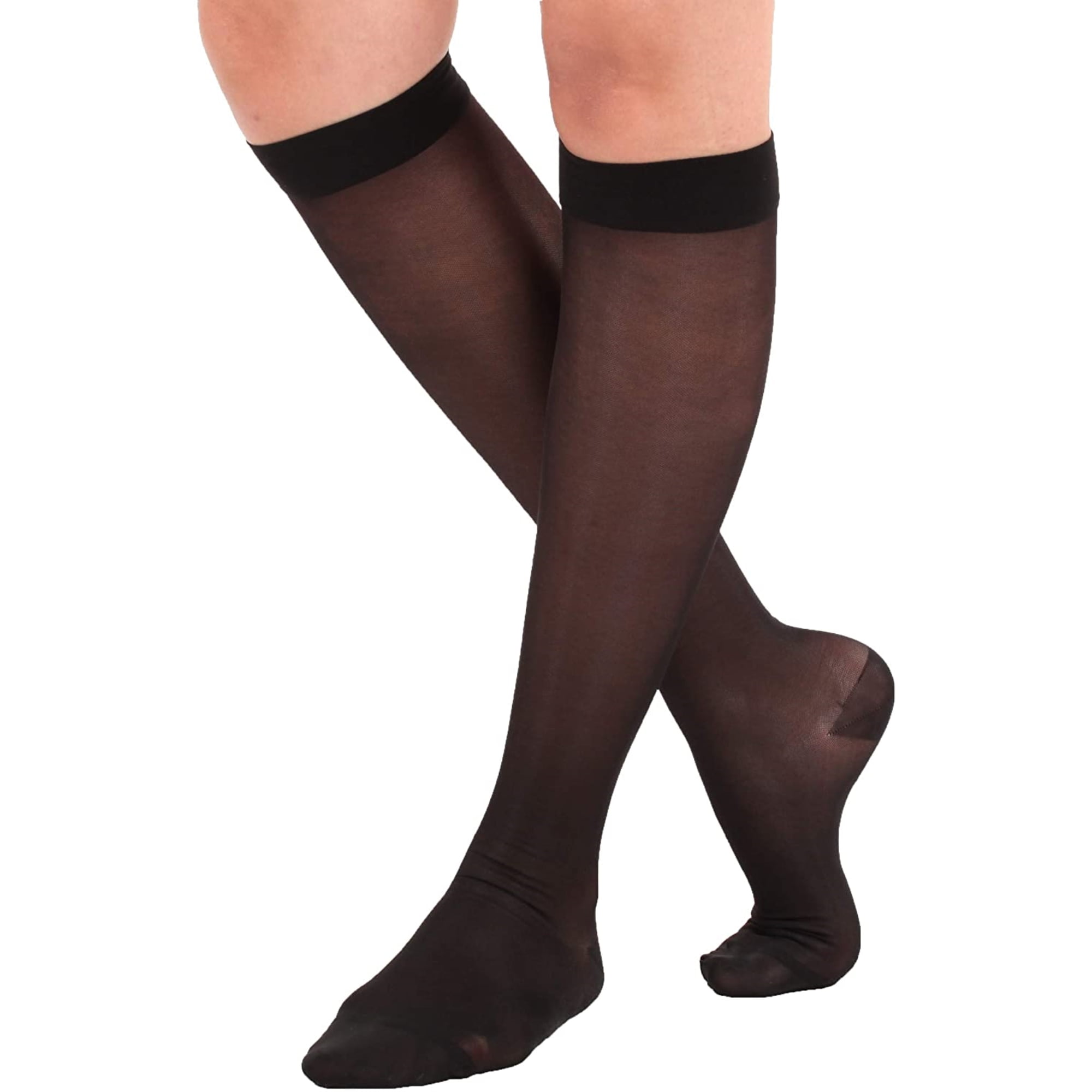 Made in USA - Compression Socks for Women Swelling 15-20mmHg - Black ...