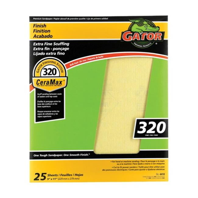 Gator Grit 3408 320 Grit Aluminum Oxide Sandpaper pack of 25