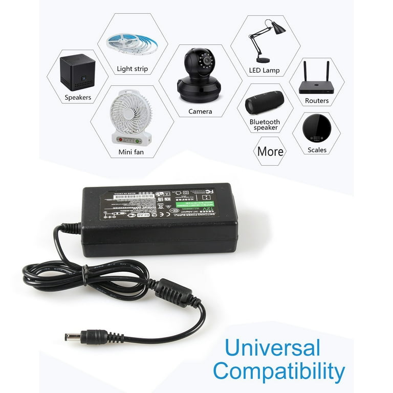 12V 5A Power Supply Adapter Conventer 60W, AC To DC Power Supply, AC/DC Driver Transformer 5.5mm X 2.1mm 5.5x2.1 Jack Wall Plug For LED Strip Lights, Router, CCTV Camera, ADSL Cats