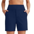 thumbnail image 2 of Only Moment Linerless Relaxed Casual Shorts for Women Polyester,Spandex High Waisted Work Travel Pants with Pockets Stretchy Business Casual Slacks Yoga Shorts Blue,S, 2 of 8