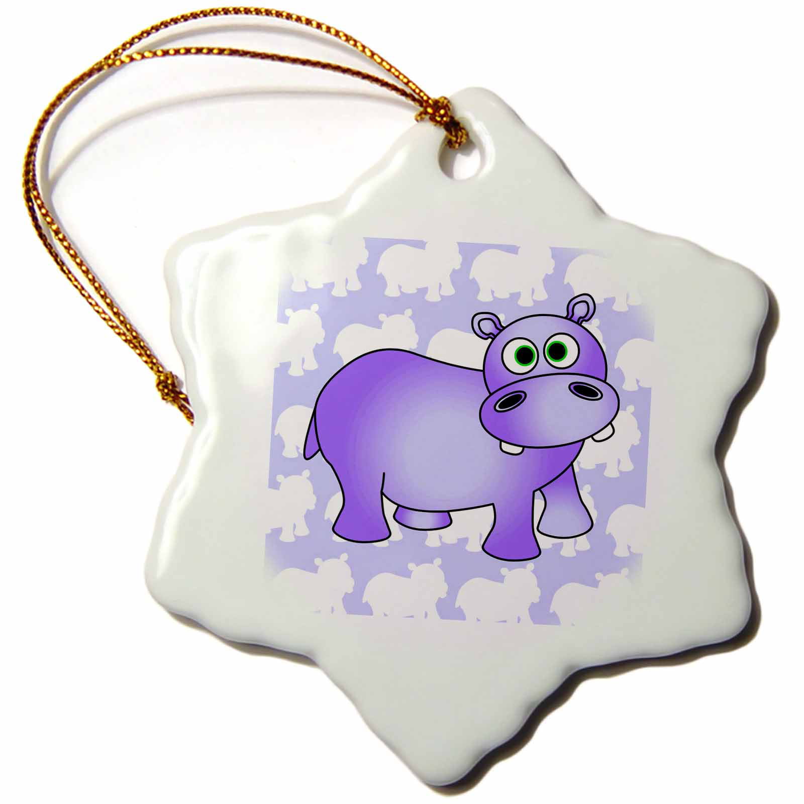 Hanging Ornament by Valentine Herty Pretty Purple Hippopotamus Cute Hippo 3 Inches Porcelain