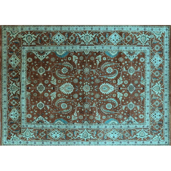 Ahgly Company Indoor Rectangle Oriental Light Blue Industrial Area Rugs, 8' x 10'
