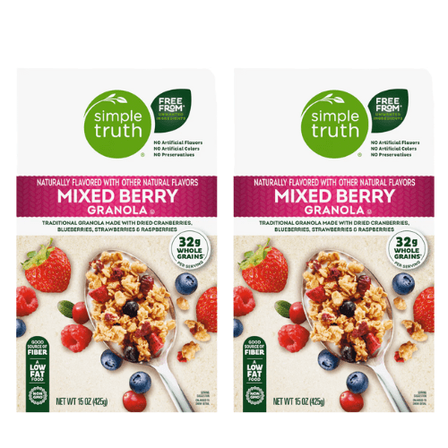 Simple Truth Mixed Berry Granola Naturally Flavored 32g Whole Grains Low Fat 2 Pack 15 oz