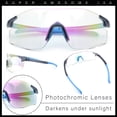 thumbnail image 2 of Photochromic Clear to Dark Mirrored Sport Shield Wrap Rimless Sunglasses [Slate Blue - Purple Mirror], 2 of 9