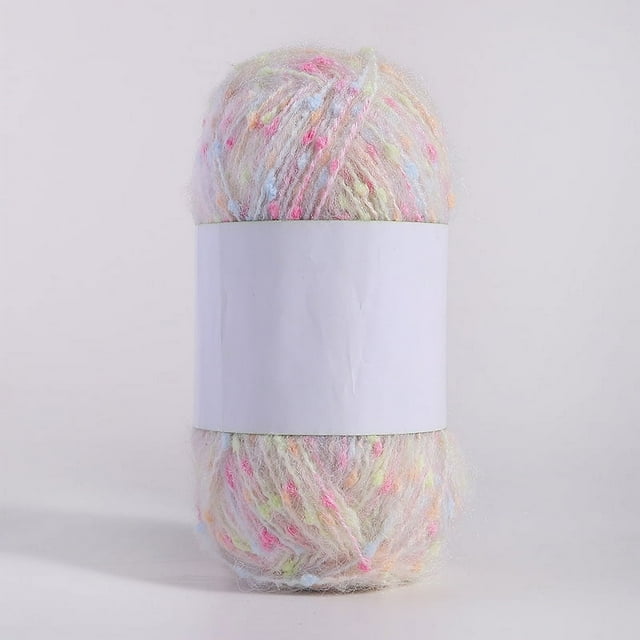 Nvzi Rollo de 50 g de hilos de mohair con puntos de colores, hilo suave para tejer a mano, crochet, para bufandas, chales y manualidades