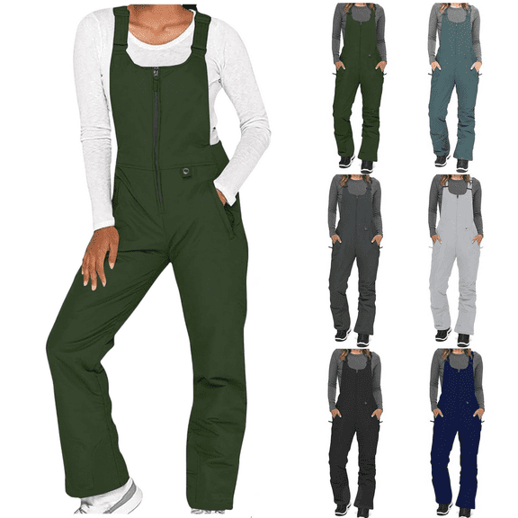 Xdegoge Womens Ski Snow Bibs Waterproof Windproof Ski Snow Overalls Insulated Warm Adjustable Skiing Bib Pants Skiing Outdoor Sports Jumpsuits with Pockets