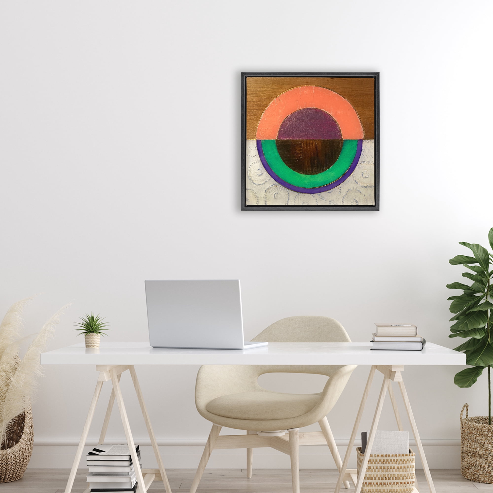 Stupell Industries Horizontal Split Circle Black Framed Floater Canvas Wall Art, design by Matthew Finger