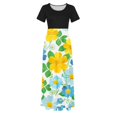 thumbnail image 4 of Puntoco Vestido De Manga Corta Con Cuello Redondo Y Falda Larga Estilo Resort Con Estampado Floral Para Mujer Negro L,Regalos Para Mujer Joven, 4 of 5