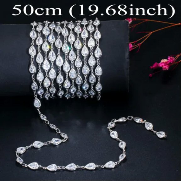 EOEMY Handmade Gold Cz Long Bead Necklace Link Chain Diy Making Jewelry Accessories