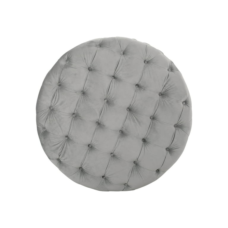 Noble House Vincent Modern Glam Round, Orla Round Tufted Fabric Ottoman