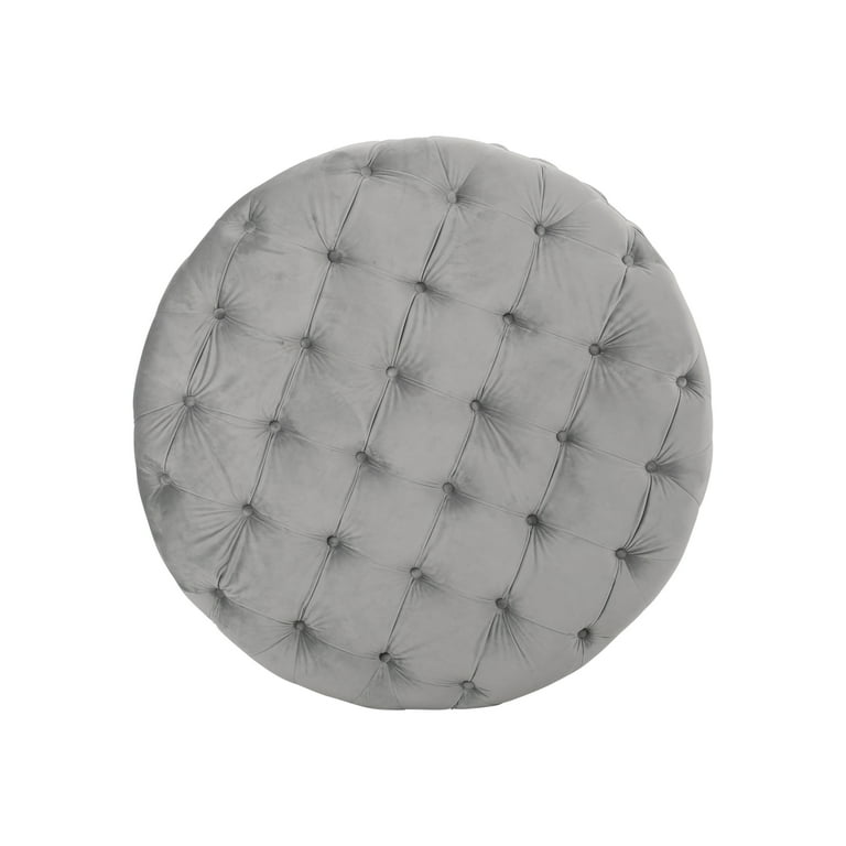 Noble House Vincent Modern Glam Round Tufted Velvet Ottoman Gray Com Noble House Vincent Modern Glam Round, Orla Round Tufted Fabric Ottoman