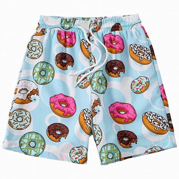 HCNTES Boy Swim Trunks Waffle Or Cone Quick Dry Bathing Suit Swimsuit,Toddler Beach Board Shorts(Light Blue,13-14 Years)