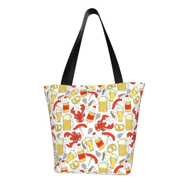 Balery Crabs And Beer Bolsa de Hombro con Diseño, Bolsa Grande y Duradera, Bolsa Versátil para Compras
