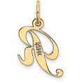 thumbnail image 3 of 14K Yellow Gold Small Fancy Script Letter R Initial Charm, 3 of 6