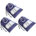 thumbnail image 1 of Drawstring Shoe Storage Bag Non Woven Fabric with PVC Transparent Window for Home Travel and Relocation Purplish Blue, 1 of 7