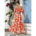 thumbnail image 5 of oyyn Women Elegant High Waist Floral Print Large Hem Long Party Dress Robe Female Clothes 2024 Chic Sexy Off The Shoulder Maxi Dresses XL, 5 of 6