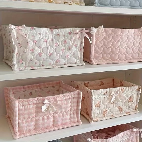 Cute Square Large-Capacity Desktop Storage Basket - Multi-Functional Foldable Organizer for Home and Office