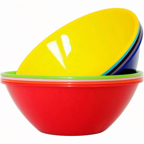 9 Pack 3000ML Re-usable Plastic Mixing and Serving Bowls Popcorn Bowls Salad Bowls Chip and Dip Serving Bowls in 9 Colors Rainbow