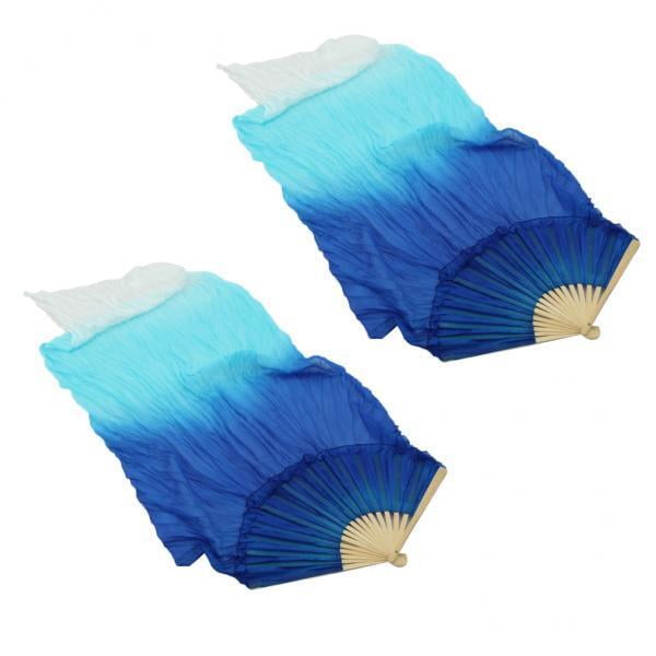 2x1 De Seda Para Danza Del Vientre Largo Plegable 180x90 Cm + Blanco Yuyangstore Velo de abanico para danza del vientre