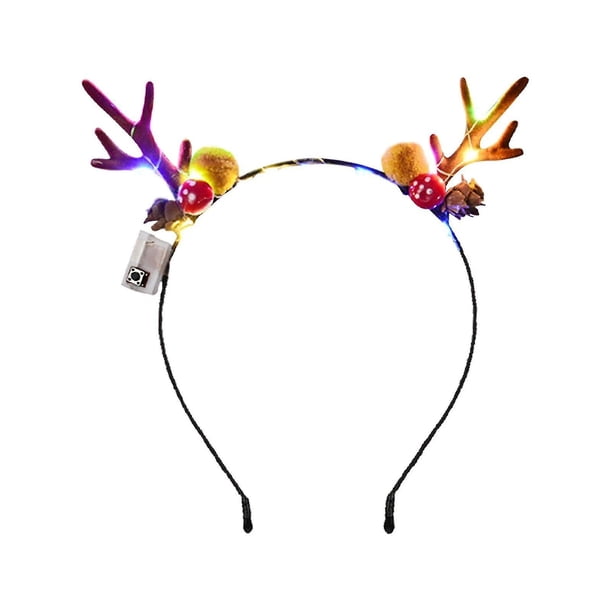 Bonita diadema luminosa con astas y banda para la cabeza con luz Led para niños, decoraciones navideñas para adultos, diadema, accesorios para el cabello