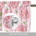 thumbnail image 6 of Pink Rose Floral Valance Curtain Flowers Leaves Pastoral Plant Classic Window Valances Rod Pocket Short Curtains Window Treatments for Kitchen Bedroom Bathroom Laundry 42" x 18", 6 of 9