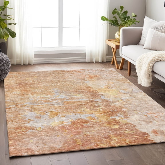 Addison Rugs Chantille Indoor/Outdoor Transitional Abstract Salmon Washable Rectangle Rug, 5' x 7'6"