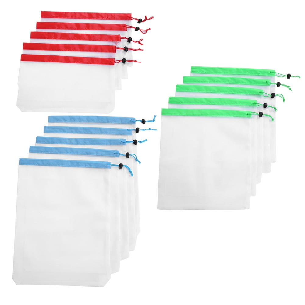 Set Of 15 Reusable Mesh Produce Bags Ecofriendly Washable And With