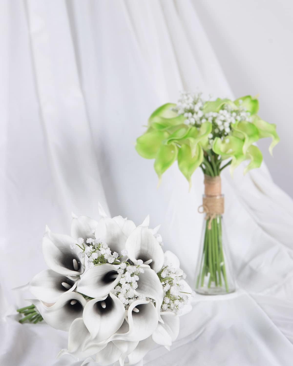 20Pcs Artificial Calla Lily Flower Real Touch Latex Flowers for DIY Wedding Bouquet Party Home Decor (Pure White)
